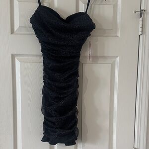 Inspired Hearts Shimmering Black Mini Dress